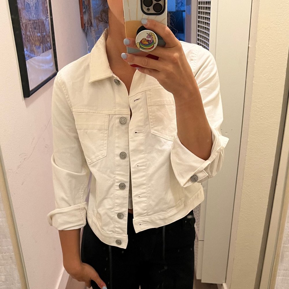 Banana Republic Customized Embroidered White Jacket Small